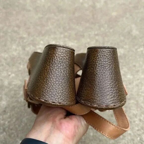 Born Leather Wedge Sandals Mirabella Tan Women’s Size 11 - Picture 7 of 11